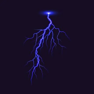Blue lightning bolt on dark background Stock Illustration