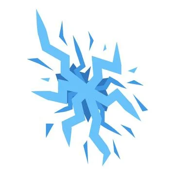 Blue lightning bolt shattering and breaking through the surface Stock Illustration