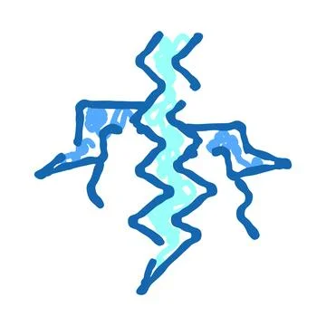 Blue lightning bolt sparking electric energy icon Stock Illustration