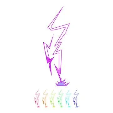 Blue lightning bolt striking ground with impact 스톡 일러스트