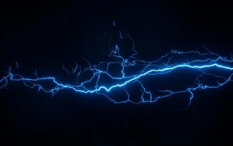 Blue lightning with dark background, 3d rendering. Stock Illustration