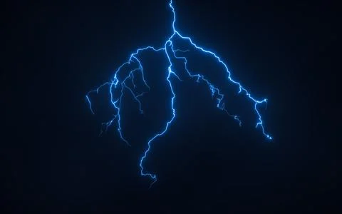 Blue lightning with dark background, 3d rendering. Stock Illustration