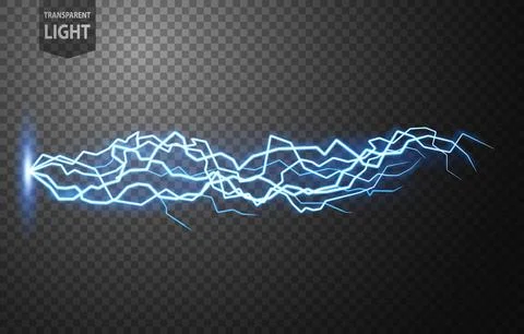 Blue Lightning Flash Bolt, Thunderstorm Effect, Electrical Concepton Tranas.. Stock Illustration
