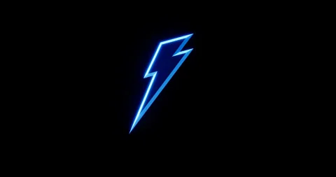 Blue lightning icon spin loop on black background Stock Footage 318736085