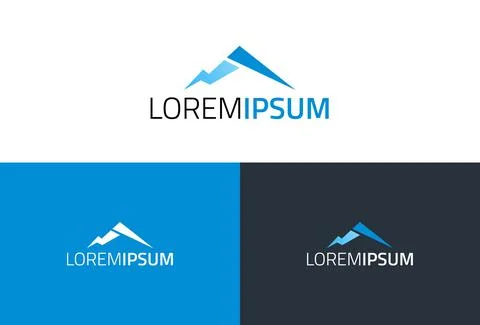 Blue Lightning Mountain Logo Design	 Stock Illustration