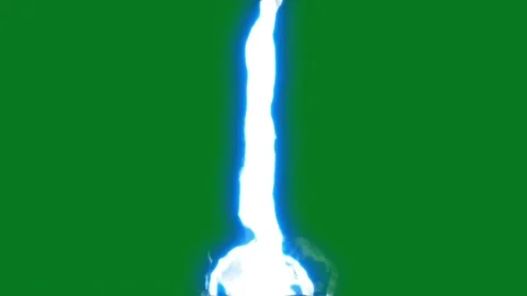 Blue lightning strike animation on green screen background for video composition Stock Footage 331915738