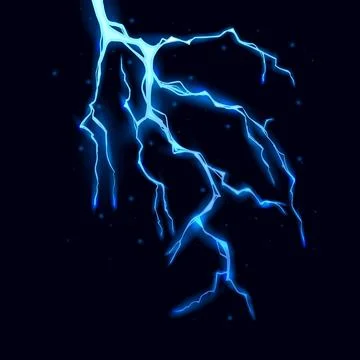 Blue lightning strike bolt silhouettes vector illustration. Stock Illustration