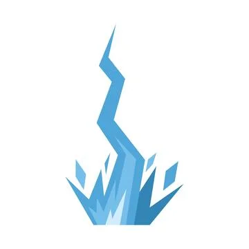 Blue lightning strike breaking ice impact design concept Illustrazione stock