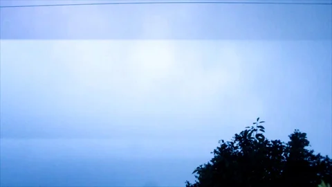 Blue Lightning Strikes, view from the Forest Stock Footage 109578923