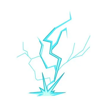 Blue lightning striking ground creating electric impact illustration イラスト素材