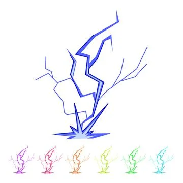 Blue lightning striking ground creating electric impact graphic Stock Illustration