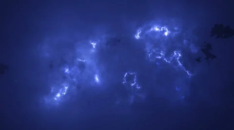 Blue lightning under the clouds.. Stock Footage 62794612