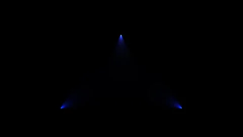 Blue lights form triangle against black background Stock Footage 328543706