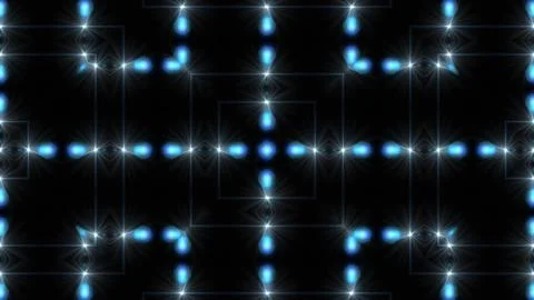 Blue lights pulse in a geometric grid pattern Stock Illustration