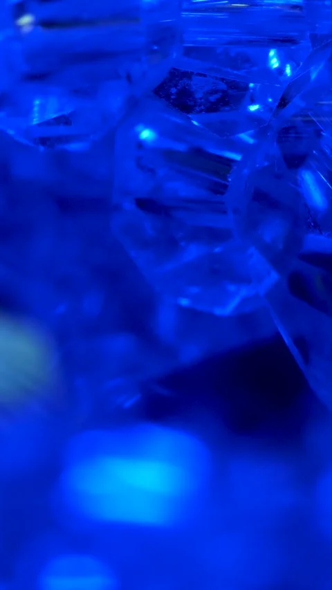 Blue lights reflections from diamond crystal Stock Footage 280179504