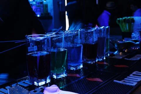Blue lights on shots Stock Photos