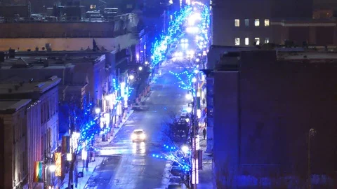 Blue lights in the street with traffic circulation Stock Footage 125548575