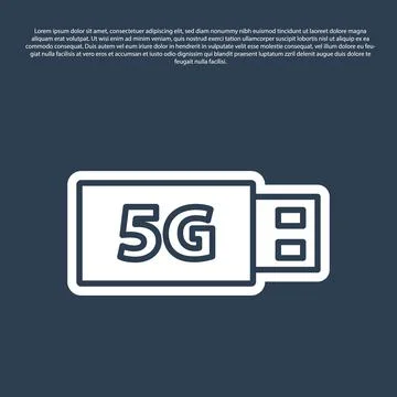 Blue line 5G modem for fast mobile Internet icon isolated on blue background Illustrazione stock