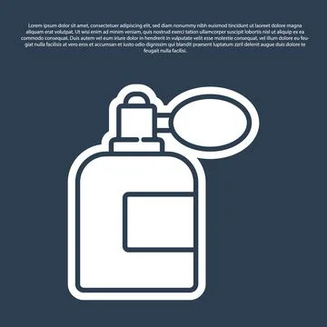 Blue line Aftershave bottle with atomizer icon isolated on blue background Stock Illustration