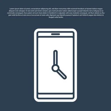 Blue line Alarm clock app smartphone interface icon isolated on blue backgrou Stock Illustration