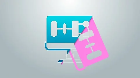 Blue line Algorithm icon isolated on grey background. Algorithm symbol design Stock Footage 159349389