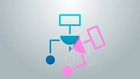 Blue line Algorithm icon isolated on grey background. Algorithm symbol design Stock Footage 159349938