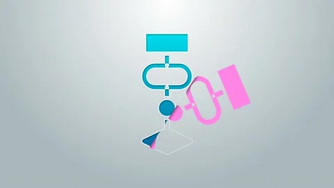 Blue line Algorithm icon isolated on grey background. Algorithm symbol design Stock Footage 159350873