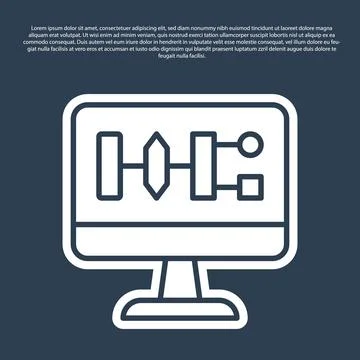 Blue line Algorithm icon isolated on blue background. Algorithm symbol desi.. Stock Illustration