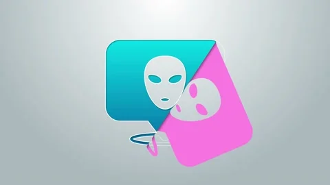 Blue line Alien icon isolated on grey background. Extraterrestrial alien face or Stock Footage 155475792