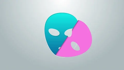 Blue line Alien icon isolated on grey background. Extraterrestrial alien face or Stock Footage 155476654