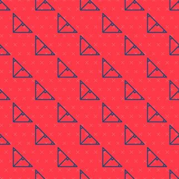 Blue line Angle bisector of a triangle icon isolated seamless pattern on red Illustrazione stock