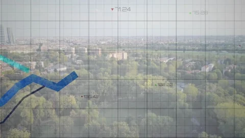 Blue line appearing left edge starting chart overlay moving up and right, Stock Footage 321956484