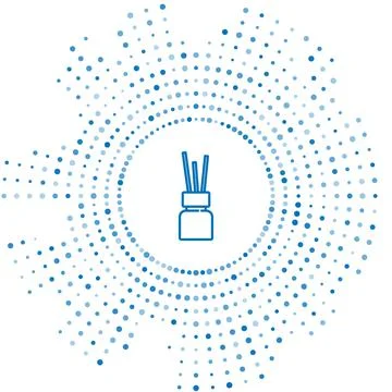 Blue line Aroma diffuser icon isolated on white background. Glass jar different Stock Illustration