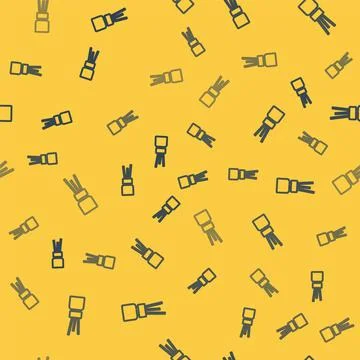 Blue line Aroma diffuser icon isolated seamless pattern on yellow background Stock Illustration