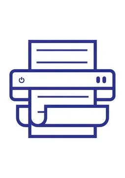Blue line art printer icon on white background Illustrazione stock