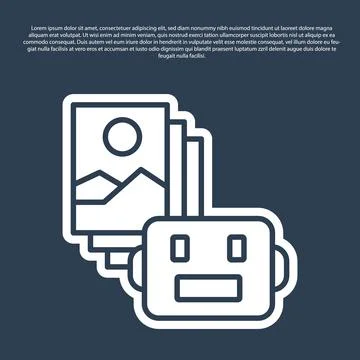 Blue line Artificial intelligence robot icon isolated on blue background Illustrazione stock