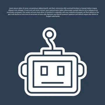 Blue line Artificial intelligence robot icon isolated on blue background. M.. Illustrazione stock