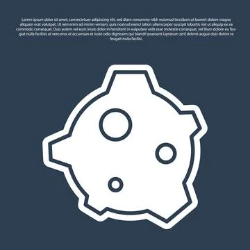 Blue line Asteroid icon isolated on blue background. Vector Illustrazione stock