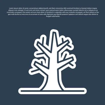 Blue line Bare tree icon isolated on blue background. Vector Illustrazione stock