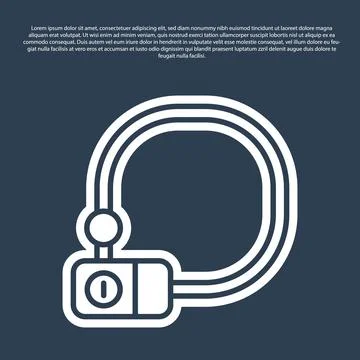 Blue line Bicycle lock U shaped industrial icon isolated on blue background.  Stock Illustration