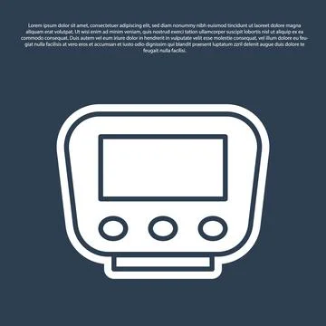 Blue line Bicycle speedometer icon isolated on blue background. Vector Illustrazione stock