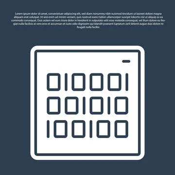 Blue line Binary code icon isolated on blue background. Vector Stock Illustration
