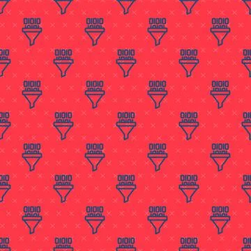 Blue line Binary code icon isolated seamless pattern on red background.  Vect Stock Illustration