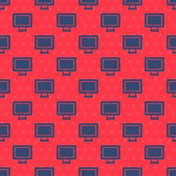 Blue line Binary code icon isolated seamless pattern on red background. Vector Stock Illustration