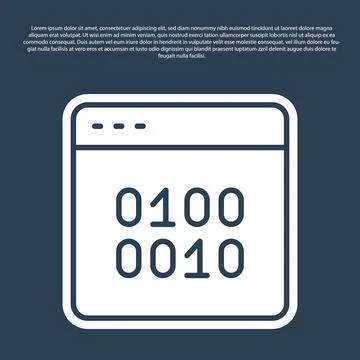 Blue line Binary code icon isolated on blue background.  Vector Stock Illustration