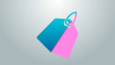Blue line Blank label template price tag icon isolated on grey background. Empty Video stock 145024071