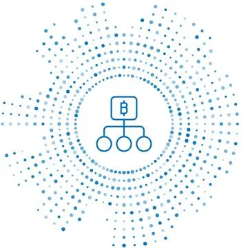 Blue line Blockchain technology Bitcoin icon isolated on white background イラスト素材