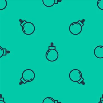 Blue line Bomb ready to explode icon isolated seamless pattern on green 스톡 일러스트