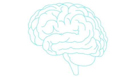 Blue line brain white Stock-Footage 304111935
