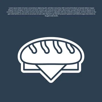 Blue line Bread loaf icon isolated on blue background. Vector Stock Illustration